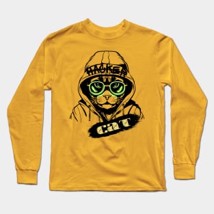 hacker cat Long Sleeve T-Shirt